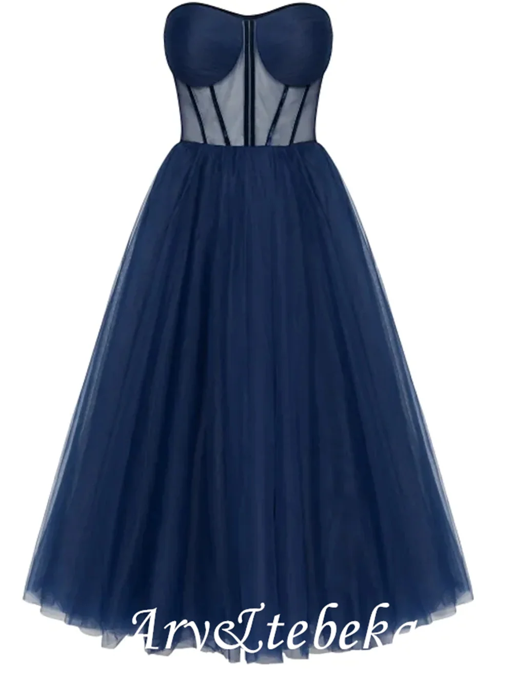 A-lijn Sexy Cocktail Party Prom Jurk Sweetheart Hals Sleeveless Thee Lengte Tule Met Pleats 2021