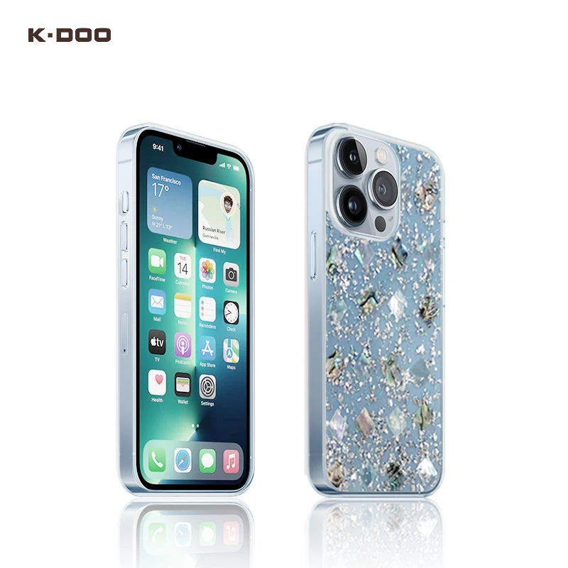 K-DOO Flash Shining Case, Natural Seashell Foil Paper Anti-shock Cover,Girls Bling Shell for iPhone 13,13Mini,13Pro,13Pro Max