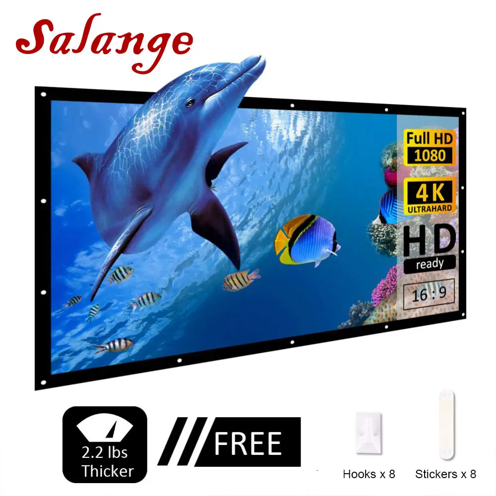 Salange Outdoor Simple Portable Screen 16:9 Travel Front & Rear projection screen Night Super thin Projection Screen