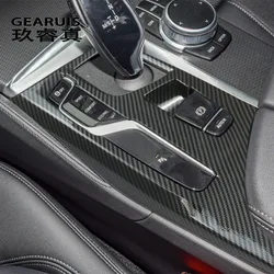 Car Center Console Gear Shift Panel Frame Covers Trim for BMW 5 Series G30 G38 Carbon Fiber Stickers Interior Auto Accessories
