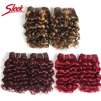 Sleek Brazilian Curly Human Hair Double Drawn Brown 2# 33# Red 99J Burg 3 Bundles Remy Hair Extension One Lot