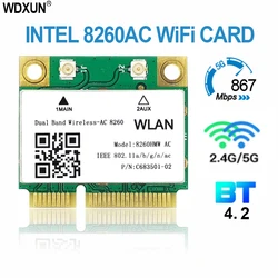 Wireless-AC8260 8260HMW 8260 dual band mini PC-E pcie wifi card for intel 8260ac 802.11ac 2x2 wifi   bluetooth bt4.2