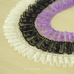 2M Purple Black Flower Embroidery Lace Ribbon Trims Fabric DIY Sewing Applique Collar Ruffle Craft Wedding Guipure Decor 6cm