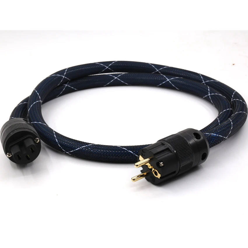 Hifi P111 Occ Verzilverd Eu Versie Mains Netsnoer Kabel Met Vergulde Eu Stekker Schuko Netsnoer kabel