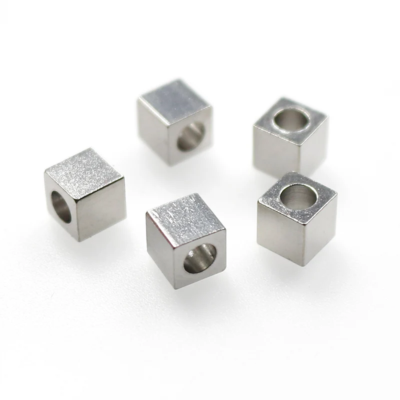 50pcs/Lot 304 Stainless Steel Square Loose Beads 2mm 3mm 4mm 5mm 6mm High Quality Handcraft Metal Spacer Beads DIY Fine Jewelry
