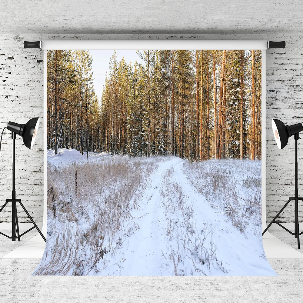 

VinylBDS 10X10FT Autumn Forest Photo Backdrops Printed Backdrop Snow Background Fotografico Road Cotton Washable Foto Background