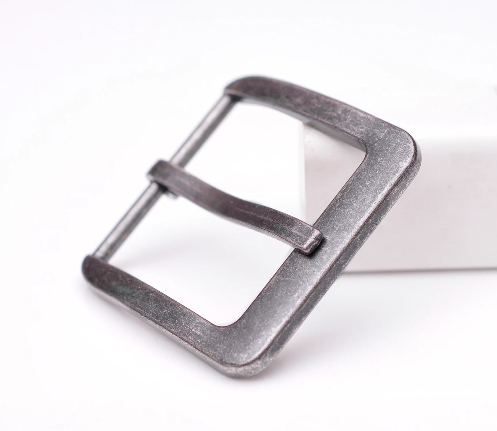 62*60MM (INNER 46 MM)Retro Silver Two-Tone Heavy Square Wide Single Prong Pin Clips Belt Buckle