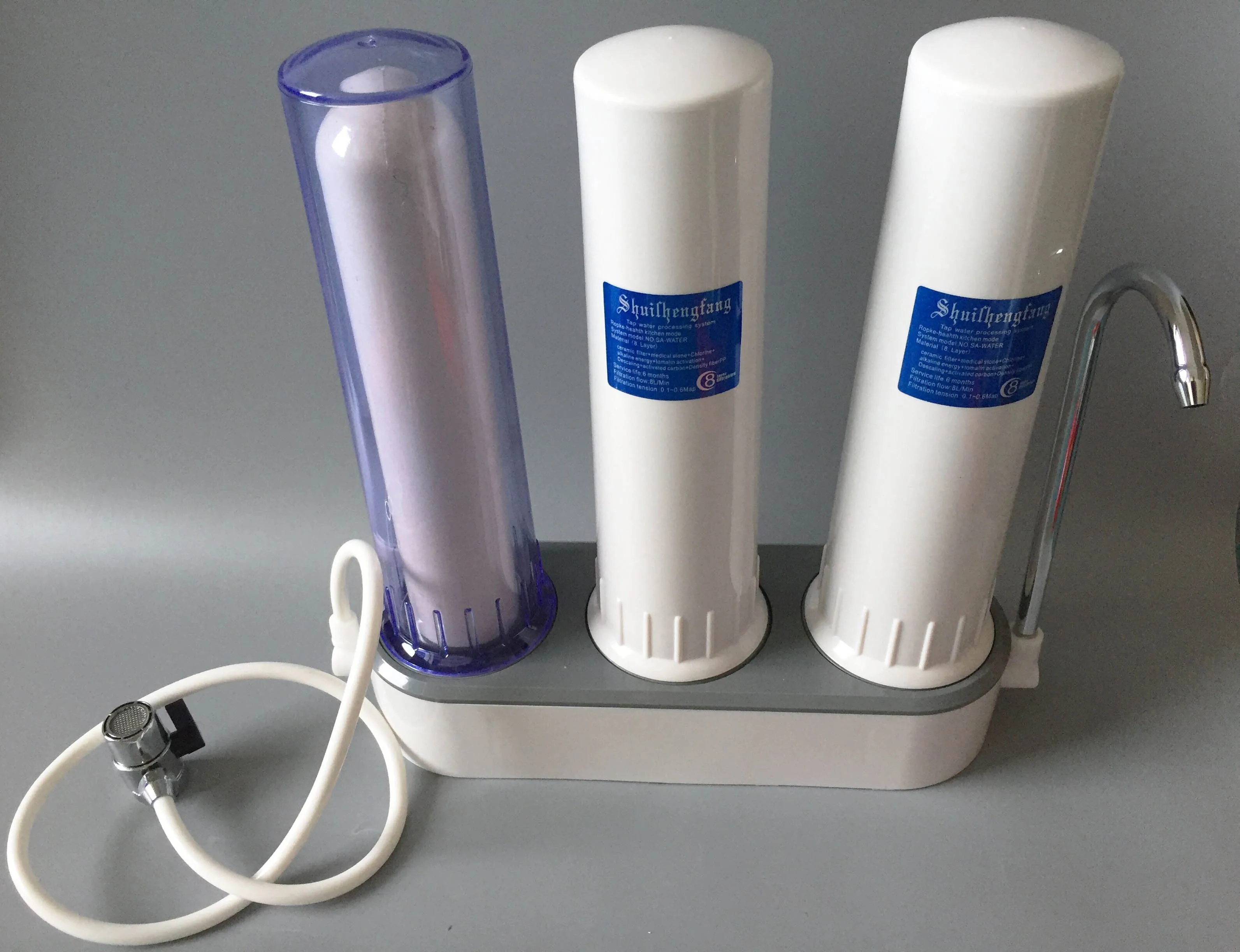 3-ступенчатый столешница для очистки воды/фильтр для водопроводной воды/кухонный раствор для воды/домашняя Очистка питьевой воды + Универсальный соединитель для крана