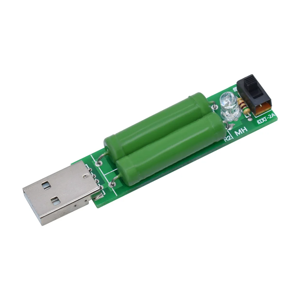 WAVGAT USB Port Mini Discharge Load Resistor Digital Current Voltage Meter Tester 2A 1A With Switch 1A Green Led 2A Red Led