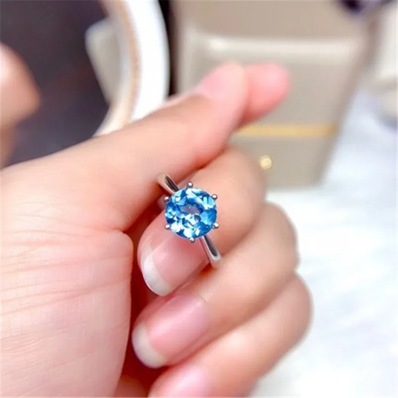 Classic Six Claws Rings For Women Silver Color Blue Zircon Engagement Ring Creative Fashion Jewelry Wedding Accessories CC1652