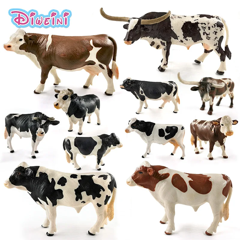 New Cow Simulation Farm Cattle Ox Bull animal model action figure home decor boy girl Gift For Kids Educational toy for children