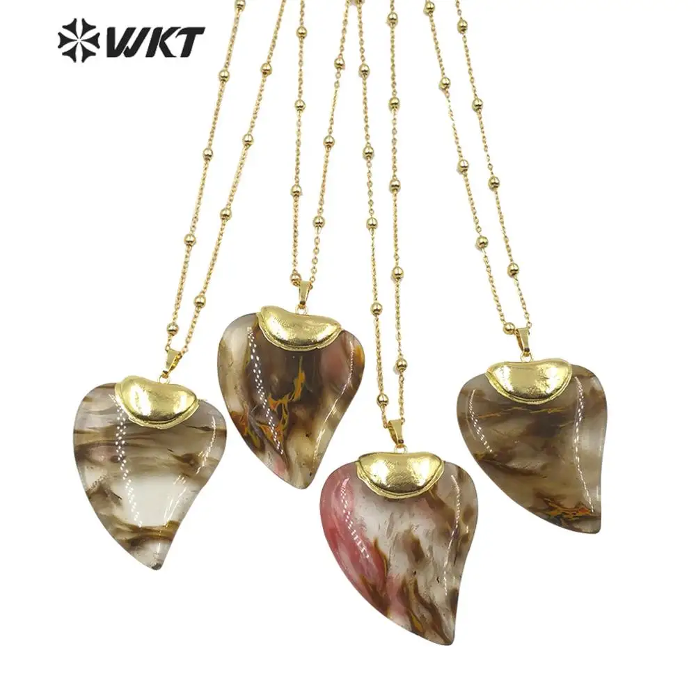 

WT-N1206 WKT Trendy Stone Necklace Heart Crystal Pendant Necklace Gold Electroplated Necklace Women Fashion Necklace Jewerly