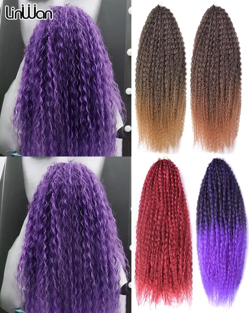 Synthetic Braids Hair Extensions Marly Ombre Organic Crochet Afro Curls Soft Yaki Kinky Curly Hair For Women And Kids linwan