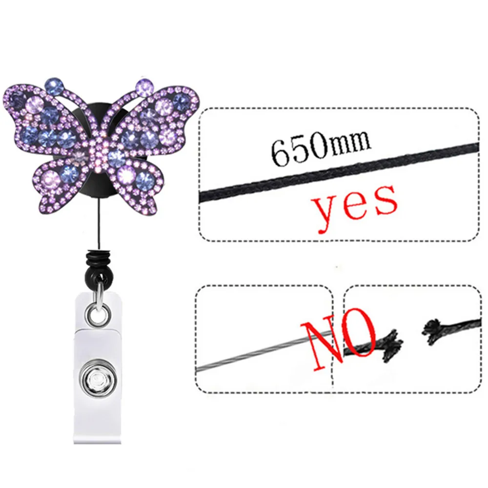 Fashion Cute Creative Badge Clip Butterfly Retractable Nurse Badge Reel Clip Badge Holder Students Doctor Id Card Holder