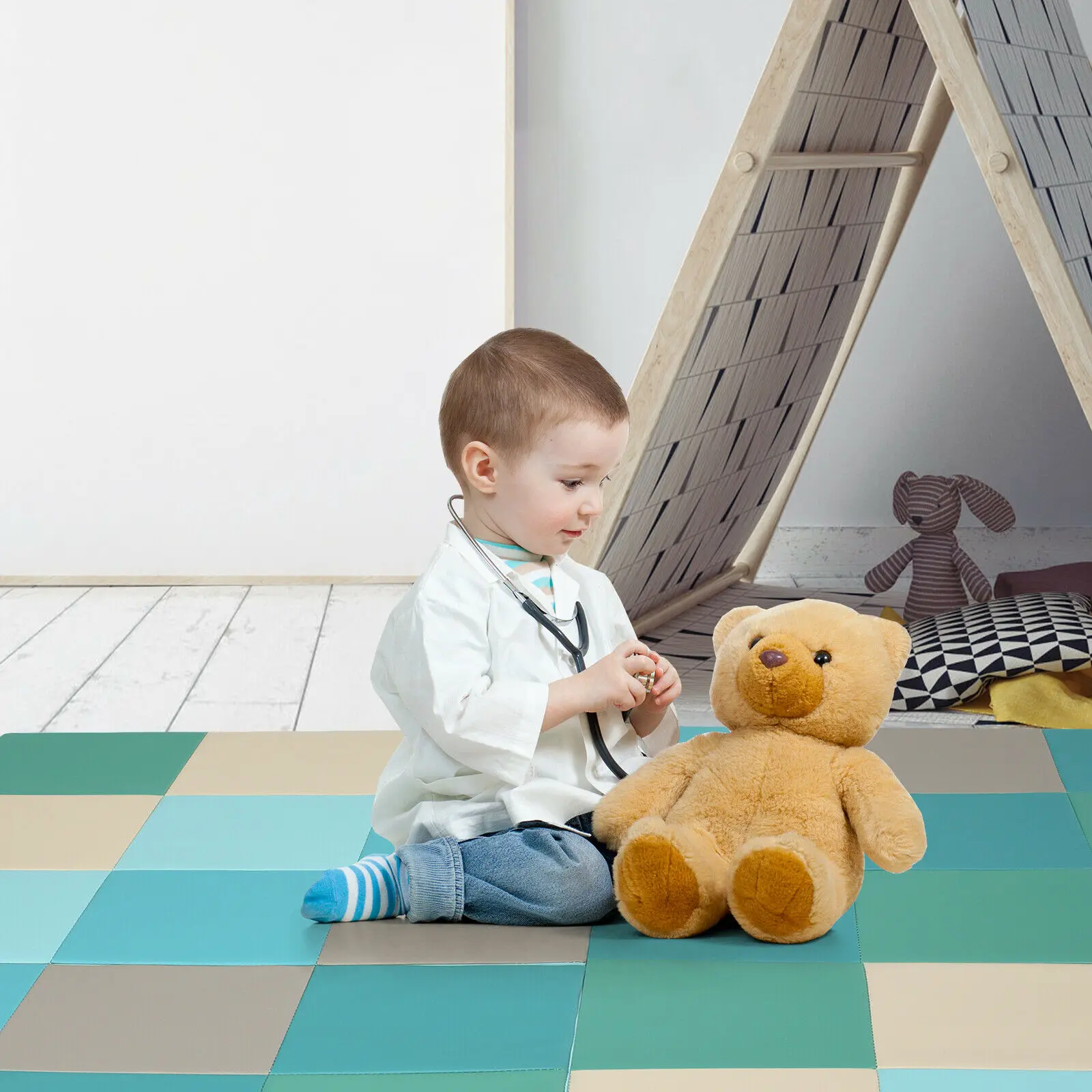 Tapis de jeu pliant en mousse pour bébés, 58 pouces, tapis de sol pour activités à domicile, garderie, école