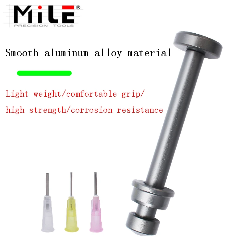 MILE Aluminum Alloy Solder Flux Needle Booster Pag-yos ng Flux Syringe Push Rod Rosin Solder Paste Booster Tool