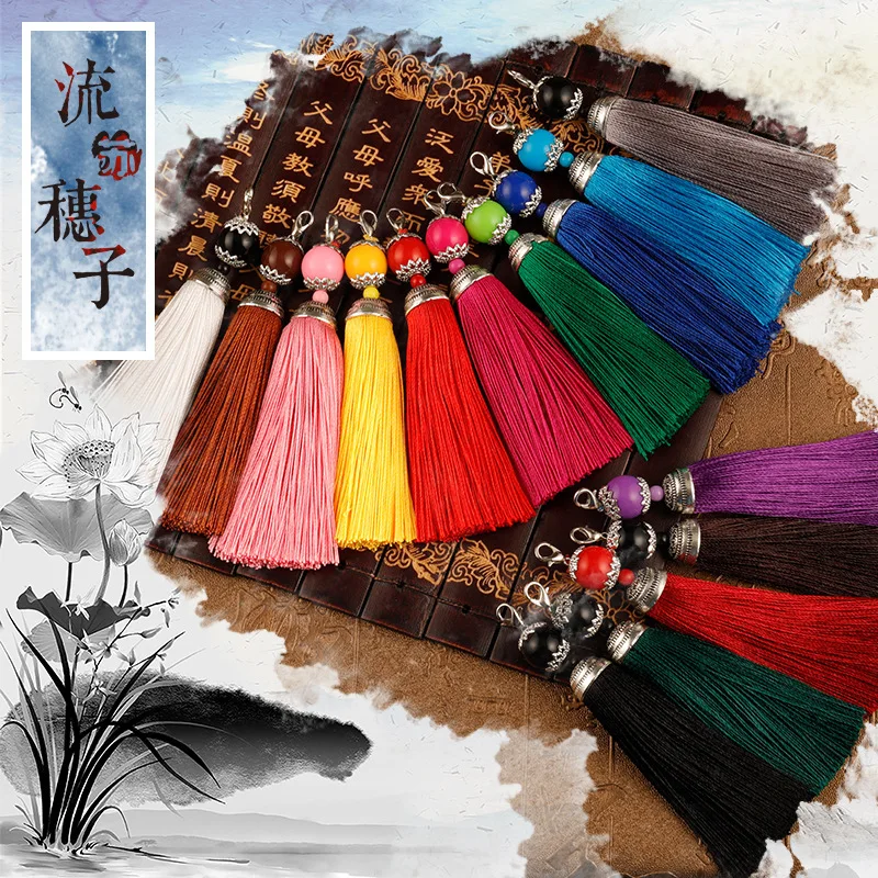 

8cm 2pcs Small Lobster Buckle Tassel Vertical Soft Clothing Key Tassel Hanging Ears DIY Pendant Alloy Craft Clothing Tassels