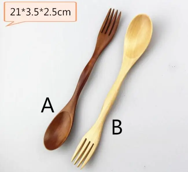 100pcs/lot Quality Wooden Spoon Forks Set Natural Wood Cutlery Coffee Tea Spoons Salad Fruit Fork