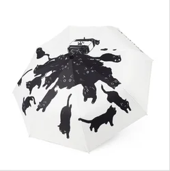 Cartoon Umbrella White Cat Strong Stand Cheap Fashion Women Umbrella Brand Plegable UV Protection Ombrelle