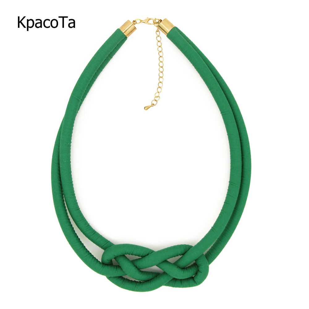 KpacoTa Unique design Short necklace pendant Handmade ethnic style fabric choker Red green-colour 2020 New Fashion Women jewelry