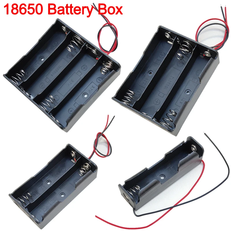 18650 Power Bank Cases 1x 2x 3x 4x Battery Storage Box 1 2 3 4 Slot Way DIY Batteries Clip Holder Container With Wire Lead Pin