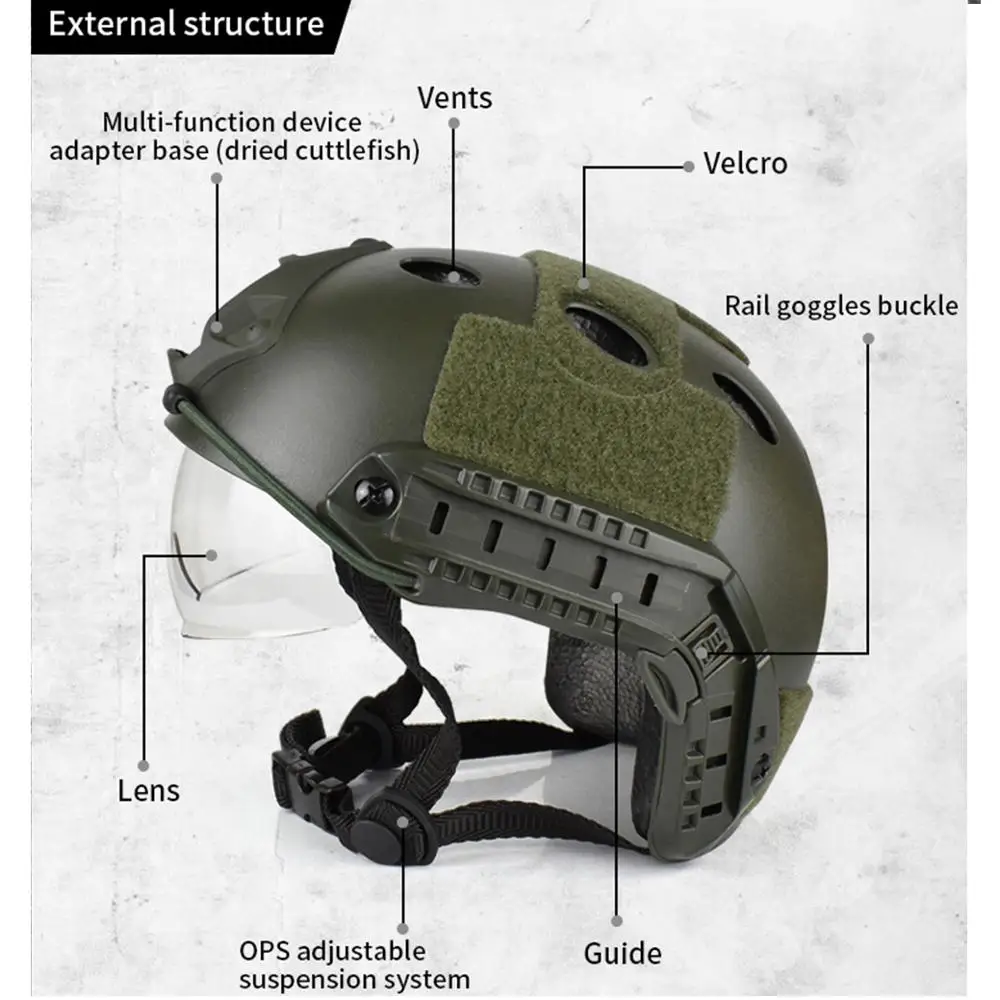 Tactical Airsoft FAST Helmet Military BB Gun Rifle CS Shooting Paintball PJ Goggles Helmet Field Hunting Wargame Combat Helmet