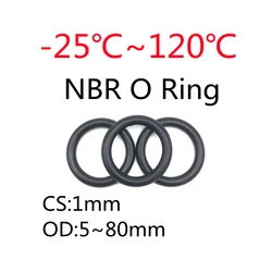 10pcs NBR O Ring Oil Sealing Gaskets Thickness CS 1mm OD 3.2~72 mm Automobile Nitrile Rubber Round Shape Corrosion Resist Washer