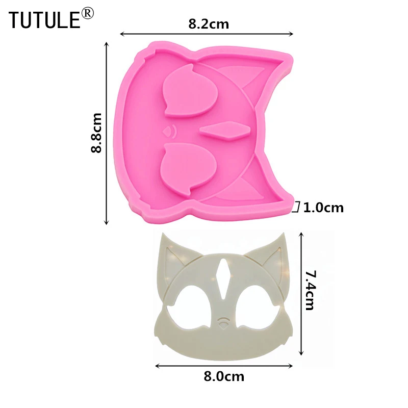 DIY Pendant Cat  Silicone Mold Keychain Polymer Clay Epoxy Resin Jewelries Making Tools Mirror Cat head Food grade Molds