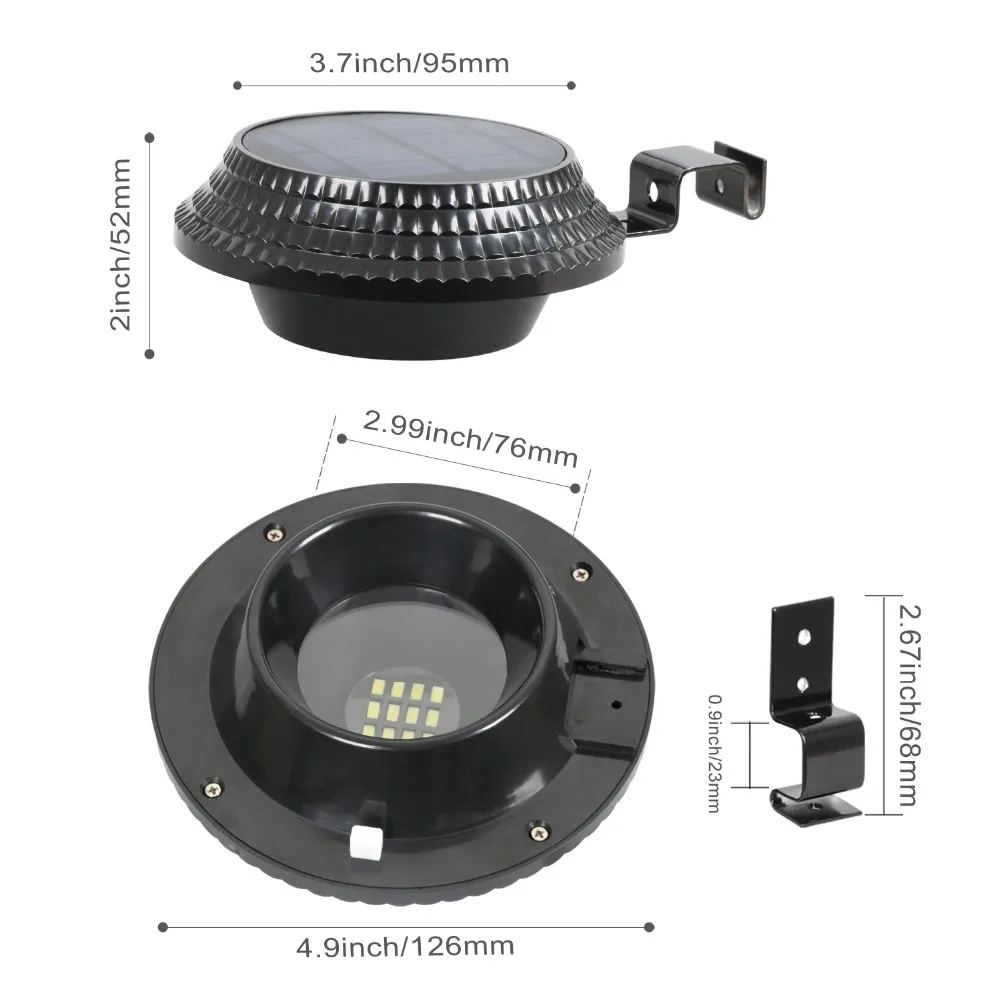 Imagem -03 - Led Sensor de Luz Solar Lâmpadas de Energia Solar Sarjeta Luz Jardim ao ar Livre Iluminação Cerca Parede Segurança Quintal Luzes Peças 12