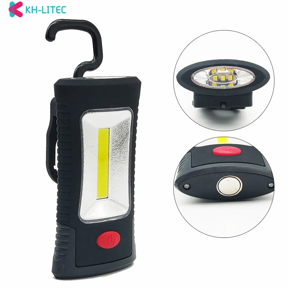 KHLITEC Multifunzionale Portatile COB LED Magnetica Pieghevole Gancio di Lavoro luce di Controllo Torcia della torcia Elettrica Lanterna di UTILIZZO della lampada 3xAAA