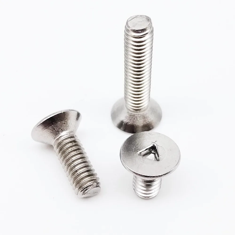 HZYUEGOU 10 Stück M2 M3 M4 A2-70 304 Edelstahl Sicherheitsschrauben mit dreieckigem Schlitz, rundem Kopf und flachem Senkkopf – Detail 4