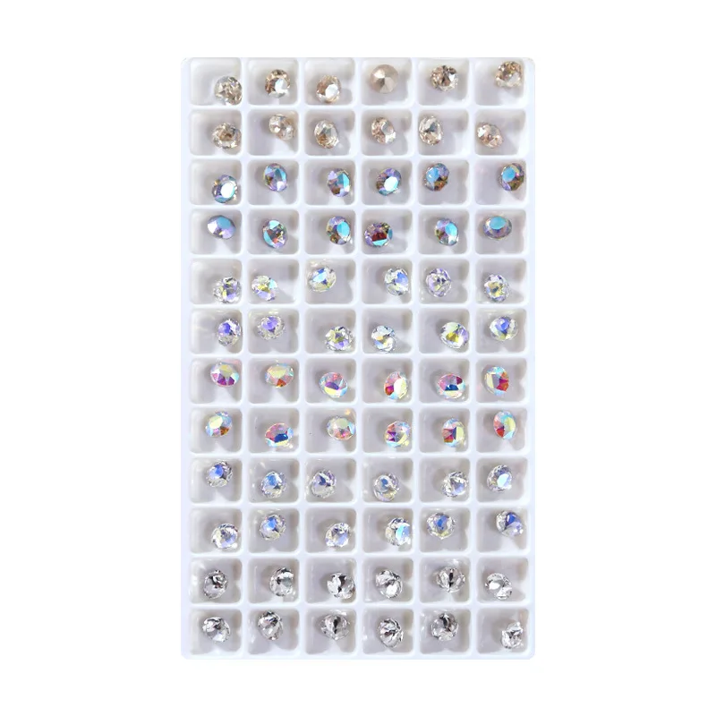 3D Rhinestones for Nail Art, Oval Heart Crystal, AB Flat Back, Glass Gems, DIY Fancy Gems Jewelry, 72PCs