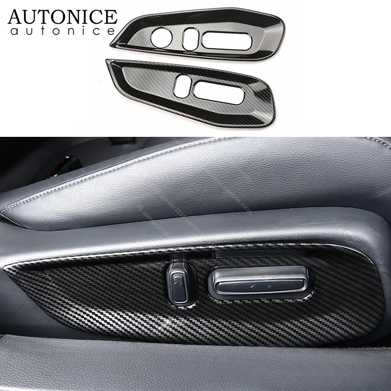 2pc Carbon fiber color or chrome ABS Inner Seat Adjust Button Case Cover trm Fit For Honda Accord 2018