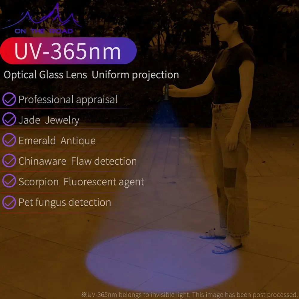 

ON THE ROAD Z821-UV365 Flashlight 365nm Purple Light Detection Inspection Purple Light Floodlight Torch