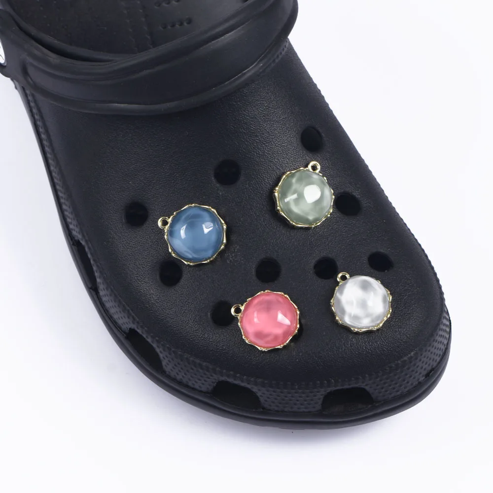 Designer Shinny Crystal Rhinestone Shoes Charms Blue Pink Diamond Bling Shoe Decoration Square Circular Ellipse Clog Charms