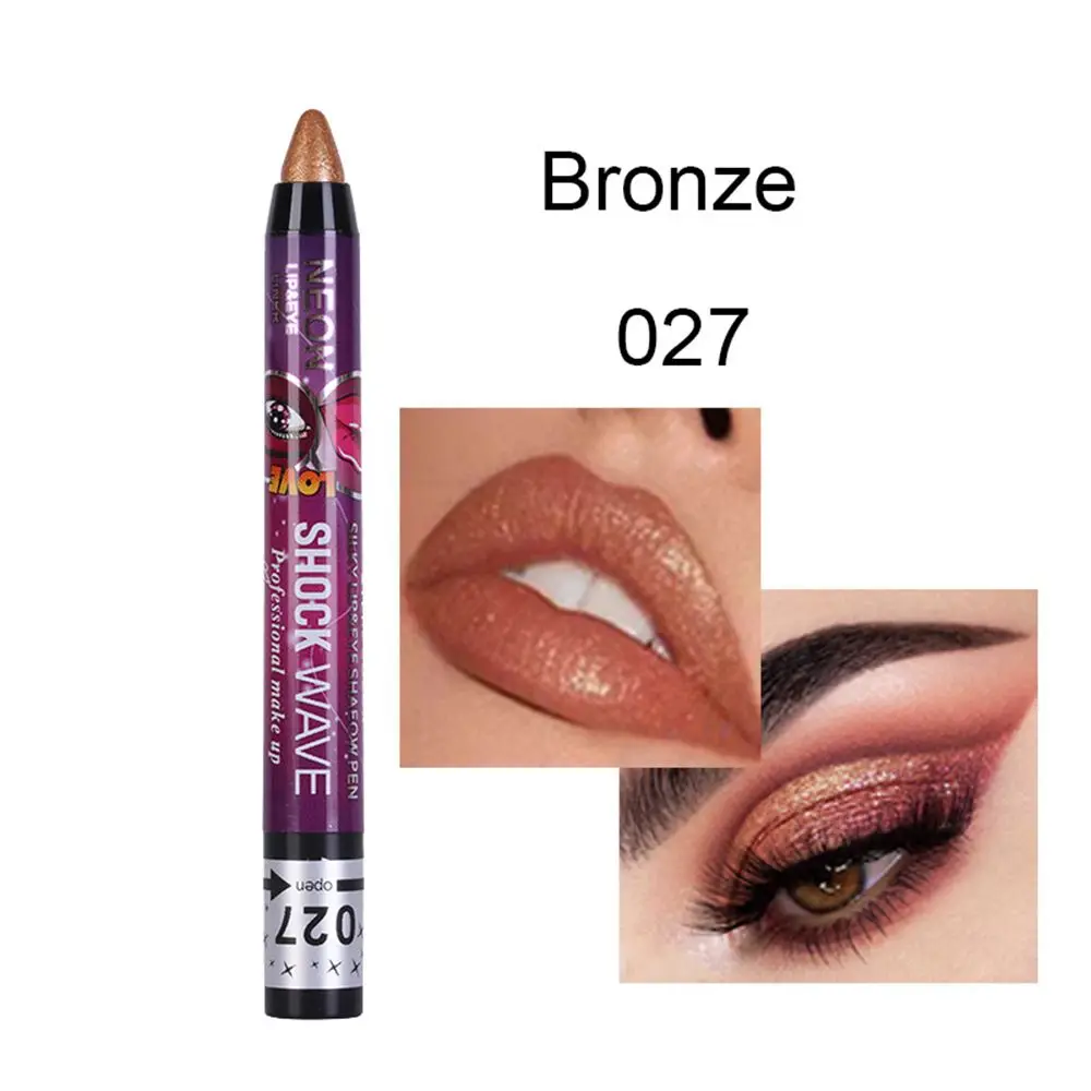 Fard à paupières coloré dégradé scintillant fard à paupières bâton crayon 2 en 1 stylo à lèvres étanche