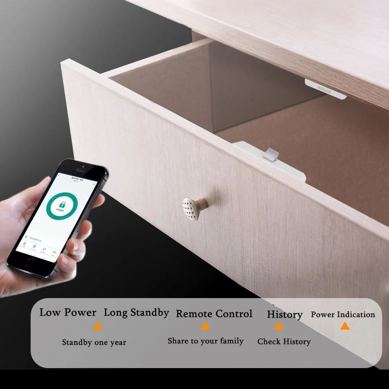 Tuya APP Smart Bluetooth Drawer NFC Sensor Lock Keyless Invisible No Hole File Cabinet Lock Wardrobe Locks Drawer Switch