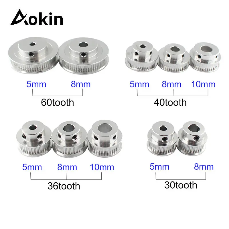 GT2 Timing Pulleys 30 36 40 60 Tooth Wheel Bore 5mm 8mm Aluminum Gear Teeth Width 6mm Parts For Reprap 3D Printers Part New