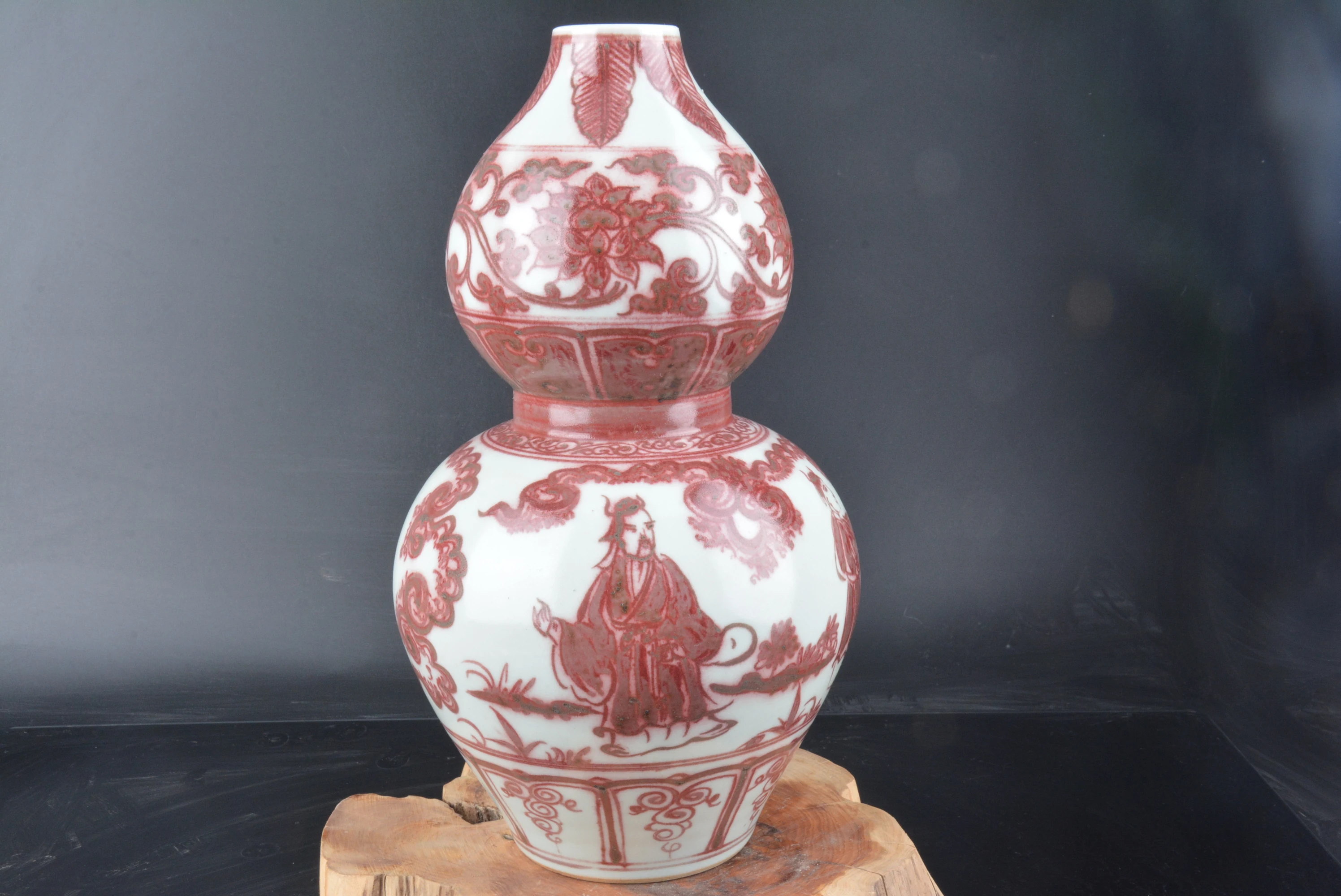 

Rare Old MingDynasty red and green glaze character gourd bottle