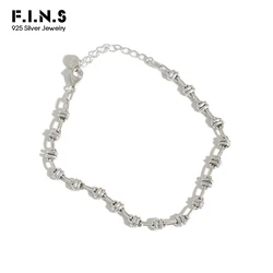 F.I.N.S Korean S925 Sterling Silver Bracelet Minimalist Chain Bracelet for Men and Women Personality Silver Chain Ornaments