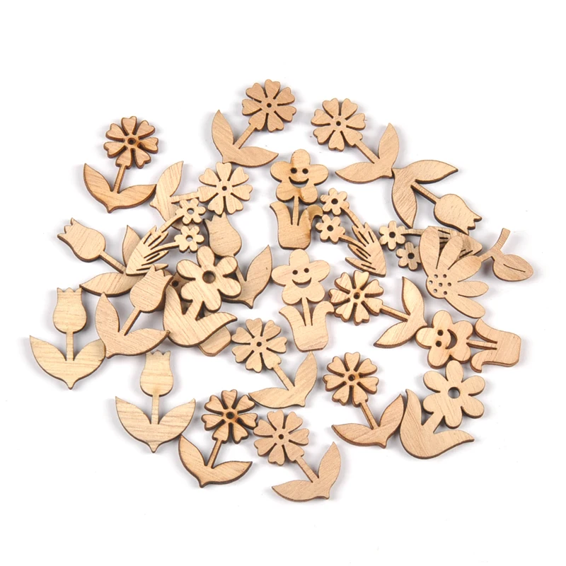 25 pz fiori decorazione ciondolo in legno naturale fatti a mano artigianato fai da te tavolo Scatter Decor artigianato in legno non finito ornamenti