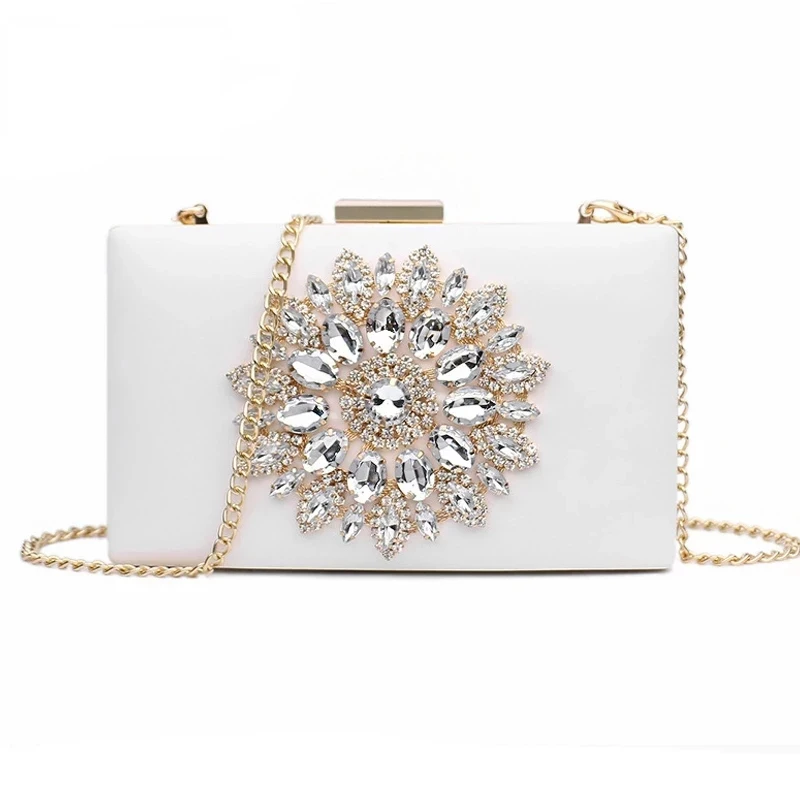 White Women Clutch Bag Wedding Clutch Purse Bridal Evening Crystal Summer Bags for Women 2021 Luxury Small Crossbody Bags