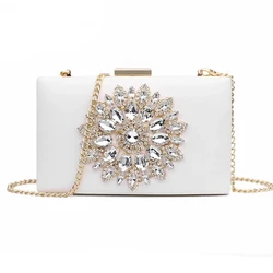 Bolso de mano blanco para mujer, bolso de mano para boda, bolso de noche nupcial, bolsos de verano de cristal para mujer, bolsos cruzados pequeños de lujo 2021