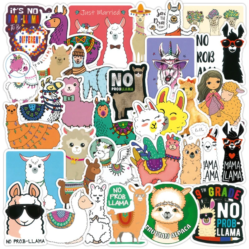 

10/30/50/100PCS Animal Llama Alpaca Cute Stickers DIY Skateboard Guitar Fridge Laptop Suitcase Decal Funny Graffiti Stickers Toy