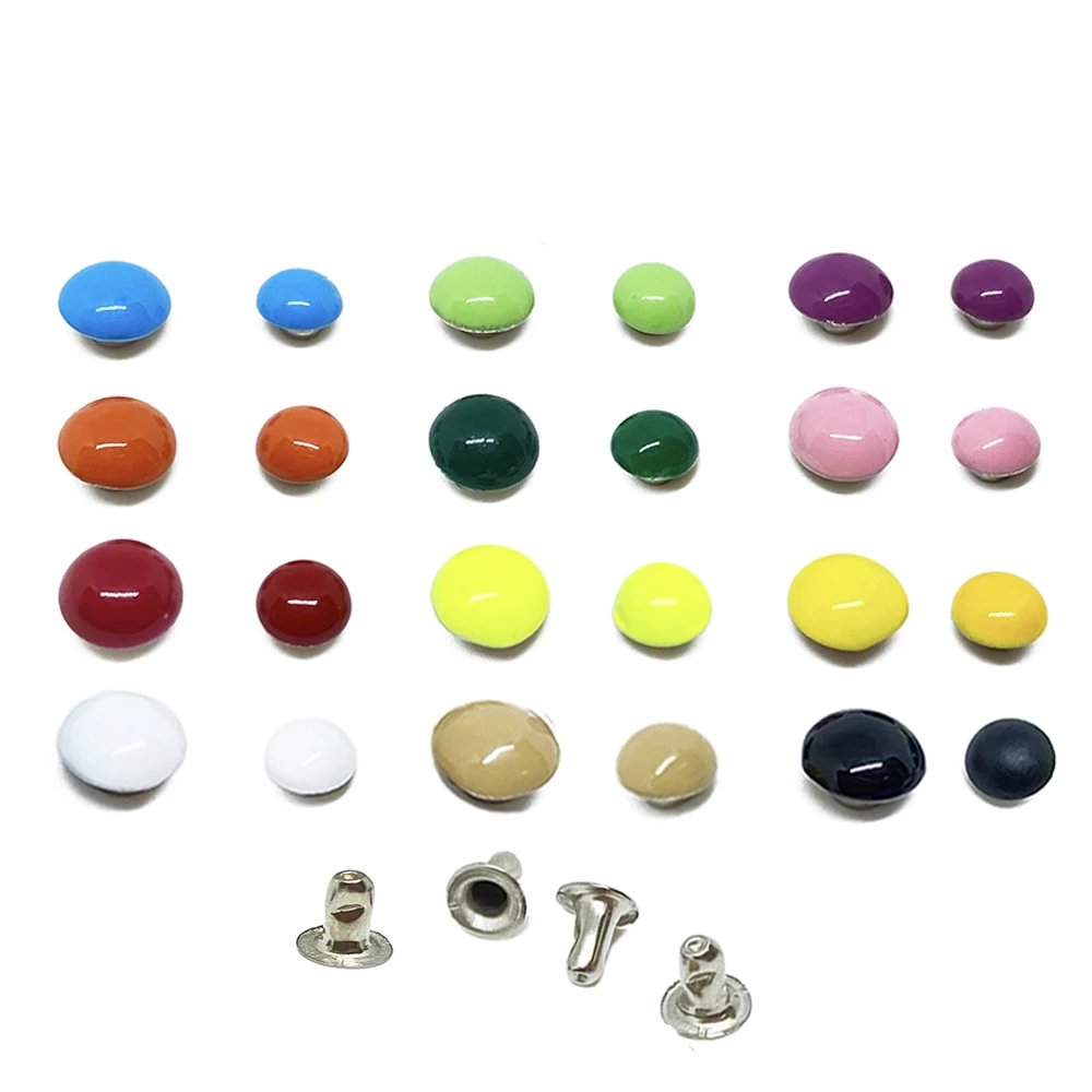 50sets Coloured Domed Single Cap Rivets Studs 5mm 6mm 7mm 8mm 9mm for Leather Crafts Bag Belt Garments