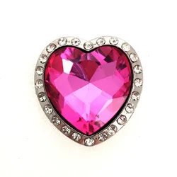 Concho de Metal en forma de corazón con diamantes de imitación de cristal Rosa profundo para mujer, accesorios para cinturón, 12 unids/lote