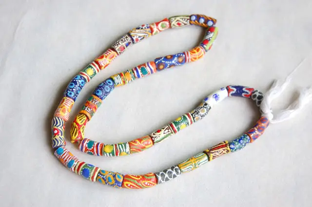 African Handmade New Trade Beads Colorful Safron Lampwork Strand TSB0188