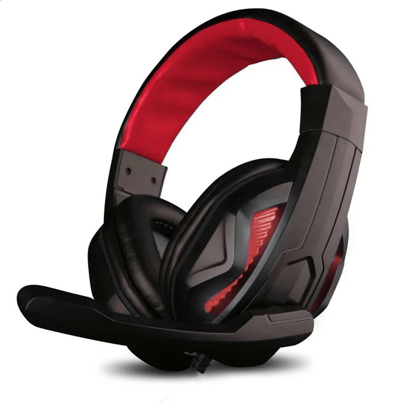 Gaming Headset with Mic and LED Light for Laptop Computer 3.5mm Wired Noise Isolation Volume Control Gaming Headphone