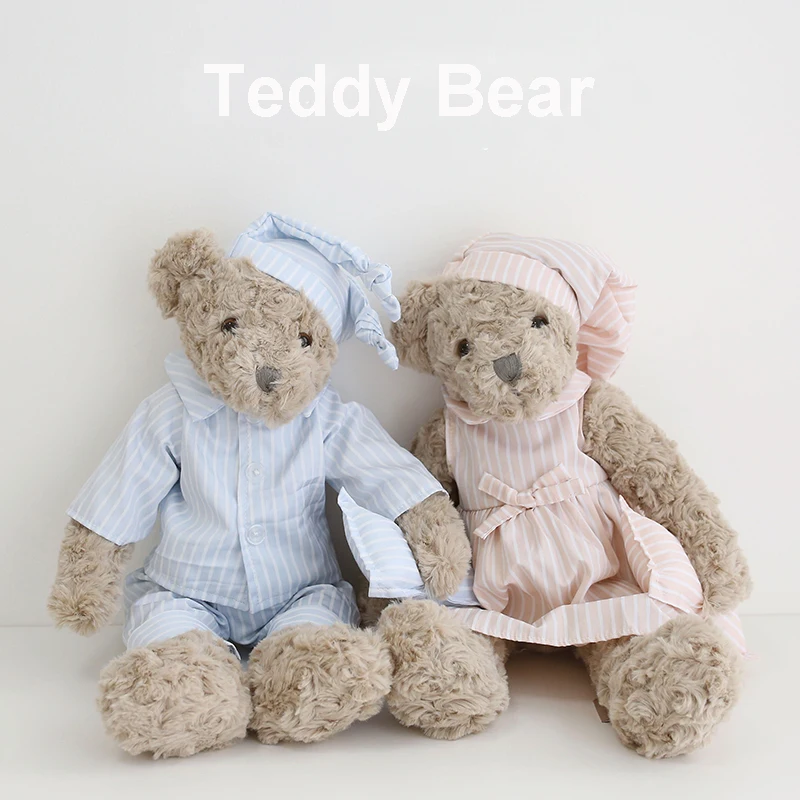 Teddy Bear Toys in Pajamas For Boy Girl Baby Kawaii Stuffed Plush Toy Baby Appease Doll with Hat Children Kids Birthday Gifts