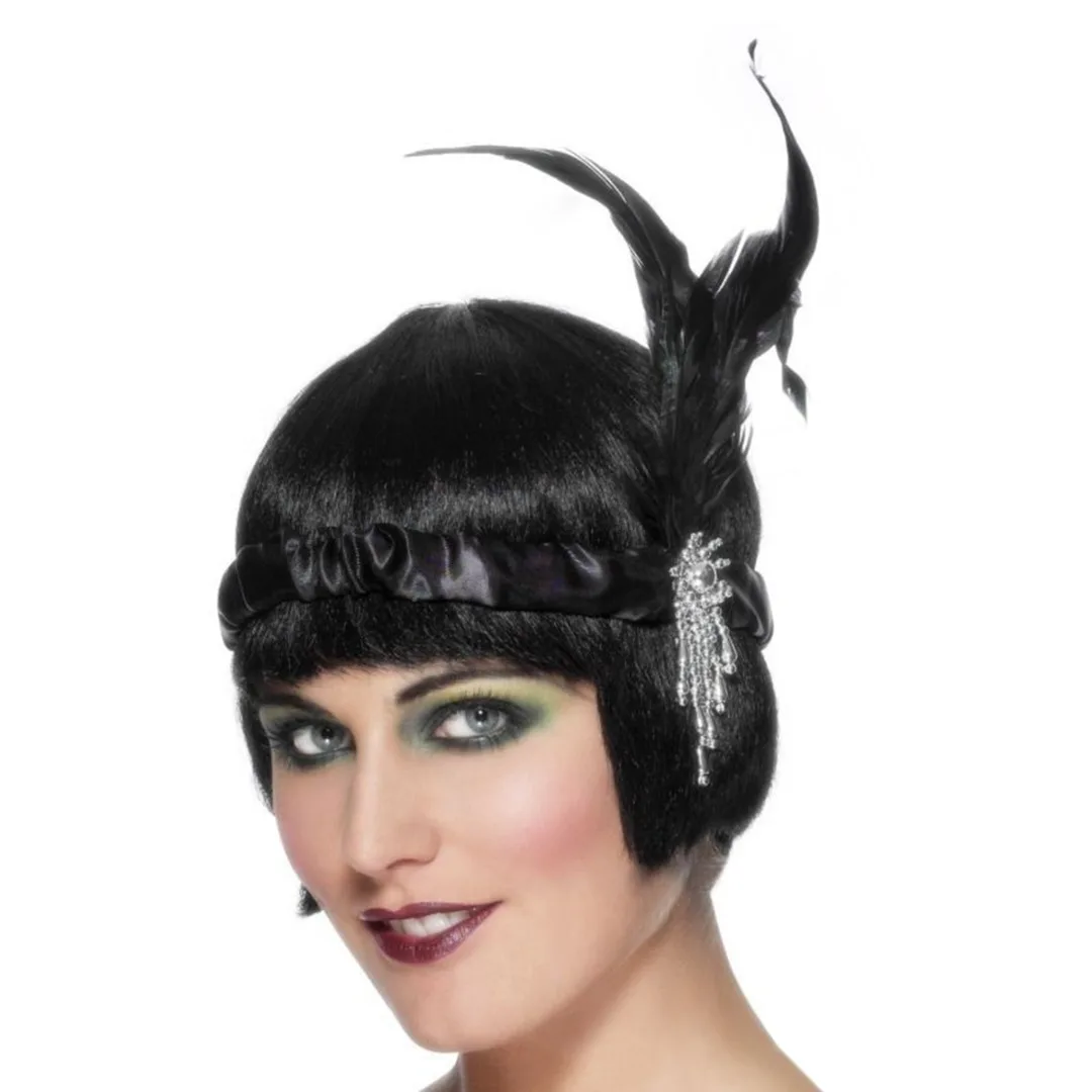 Ladies Flapper Feather Headband Charleston Headdress Gatsby 1920s Fancy Dress